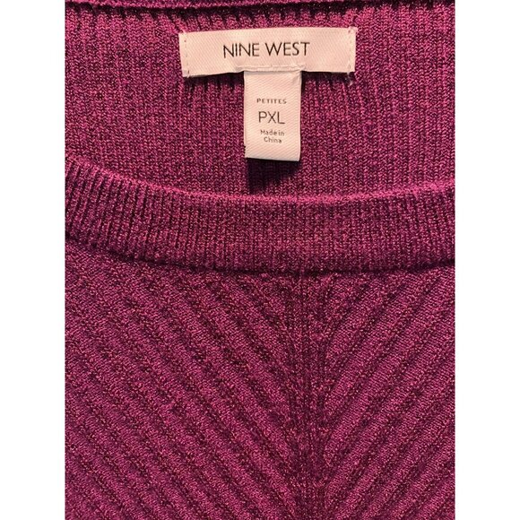 Nine West PXL XLP Petite Magenta Fuchsia Pink Long Sleeve Knit Sweater - Picture 2 of 5